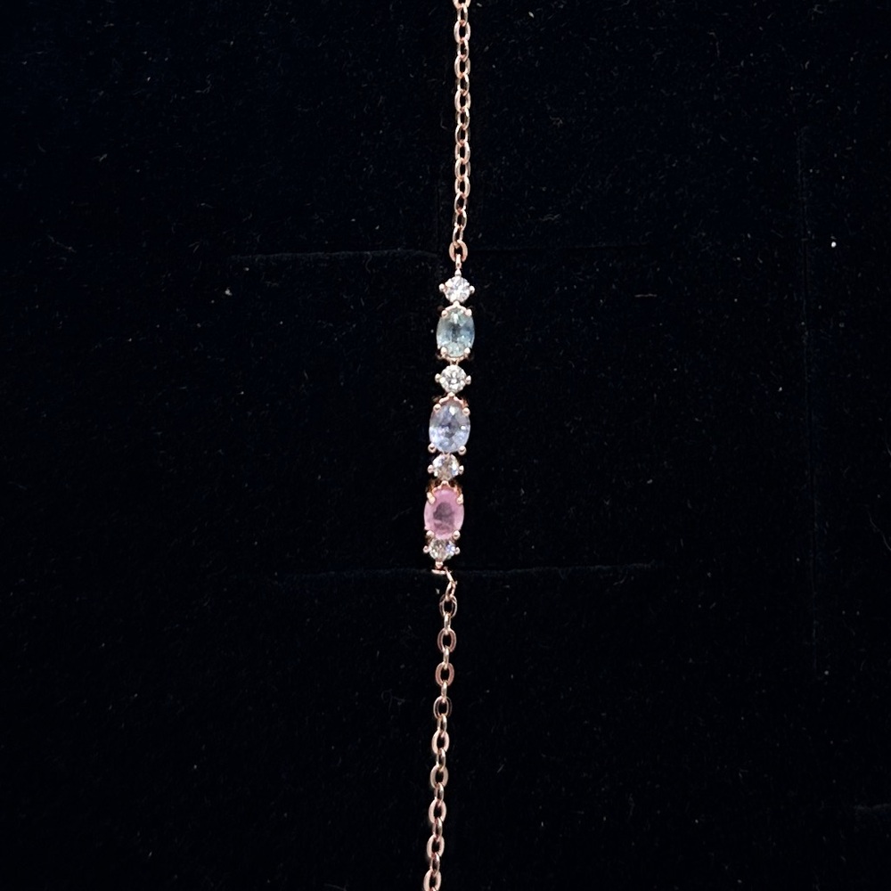 Delicate sapphire bracelet 18k rose gold over sterling silver